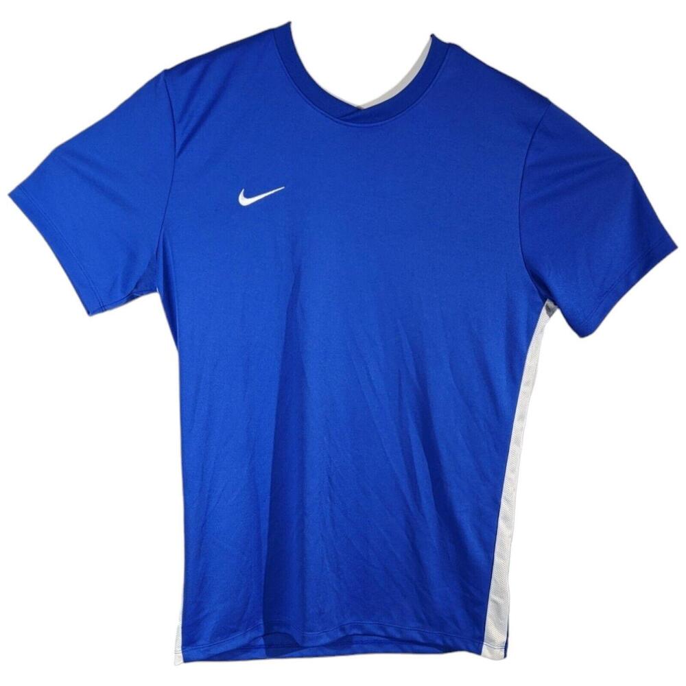 Mens Nike Blue Shirt Size M Medium Royal with White Stripe Down Side Tee